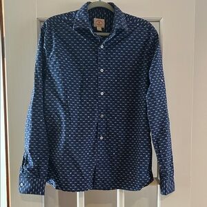 Brooks Brothers Navy Running Dog Patterned Button Down Shirt